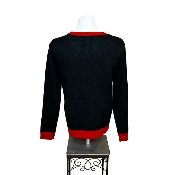 Karen Scott black candy cane tic tac toe ugly Christmas sweater size M - Picture 4 of 16